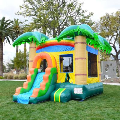 HeroKiddo Tropical Breeze Commercial Grade Inflatable Bounce House & Water Slide Combo w/ Air Blower, Lightweight, Outdoor Fun