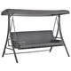 Outsunny Outdoor 2-in-1 Swing Chair & Garden Swing Seat Bed 3 Seater Garden Bench Lounger Hammock Bed Adjustable Canopy W/Cushion, Pillow, Grey