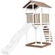 Beach Tower Aire de Jeux avec Toboggan en blanc & Bac à Sable Grande Maison enfant extérieur en
