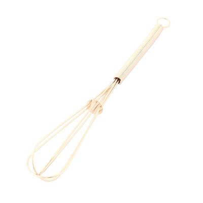 Stainless Steel Spring Loaded Handheld Egg Mixing Beater Gold Tone 18cm Length - Gold Tone