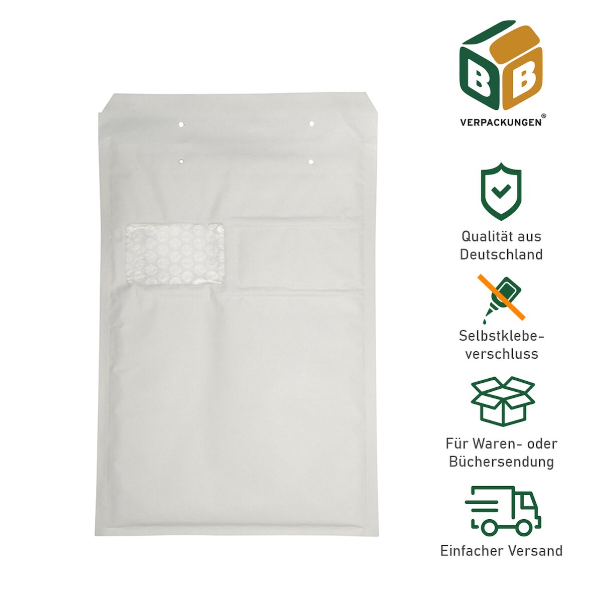 BB-Verpackungen GmbH 600 x Luftpolsterversandtasche mit Fenster 7 / G (230 x 340 mm) Versandtasche gepolsterte Briefumschläge Polsterversandtaschen BB-Verpackungen Image