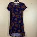 Lularoe Dresses | Lularoe Carly Dress Short Sleeve Navy Brown Floral Print M | Color: Blue/Brown | Size: M