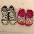 Converse Shoes | Converse All Star Leather Sneakers Size 8 & Hello Kitty Sandal Size 8-9 | Color: Gray/Pink | Size: 8