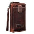 STILORD 'Kieran' Travel Wallet Leather Billfold with Cell Phone Compartment Wrist Bag with Many Compartments XL Purse RFID Blocker Genuine Leather Vintage, Colour:Salerno - Brown