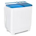 COSTWAY Twin Tub Washing Machine, 4.5KG/8.5KG/10.5KG Total Portable Laundry Washer Spin Dryer Timing Function and Drain Pump for Apartment Dorms (Blue+White, 7.5kg Washer+3kg Dryer)
