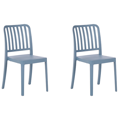 Gartenstühle im 2er Set Blau aus Kunststoff Balkon Terrasse Gartenzubehör Indoormöbel Outdoormöbel Plastikstühle Modern