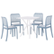 Gartenmöbel Set Blau und Weiß aus Kunststoff Tisch Quadratisch mit 4 Stühlen Stapelbar Praktisch Klein Outdoor Terrasse Balkon Garten Möbel