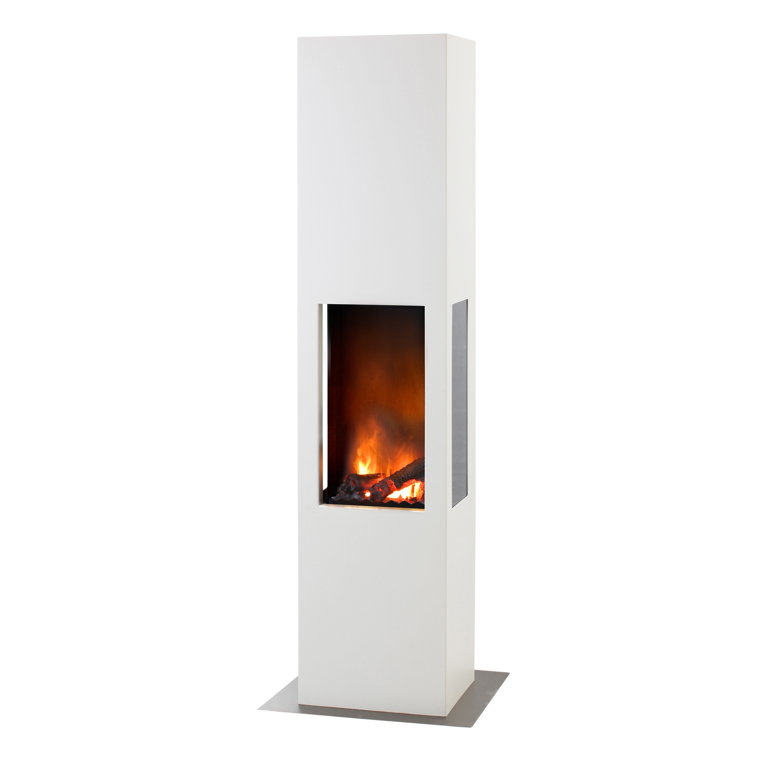 muenkel design prism 460 L [Elektrokamin Opti-myst, dreiseitige Sicht]: Weiß (warm) - Mit Heizung