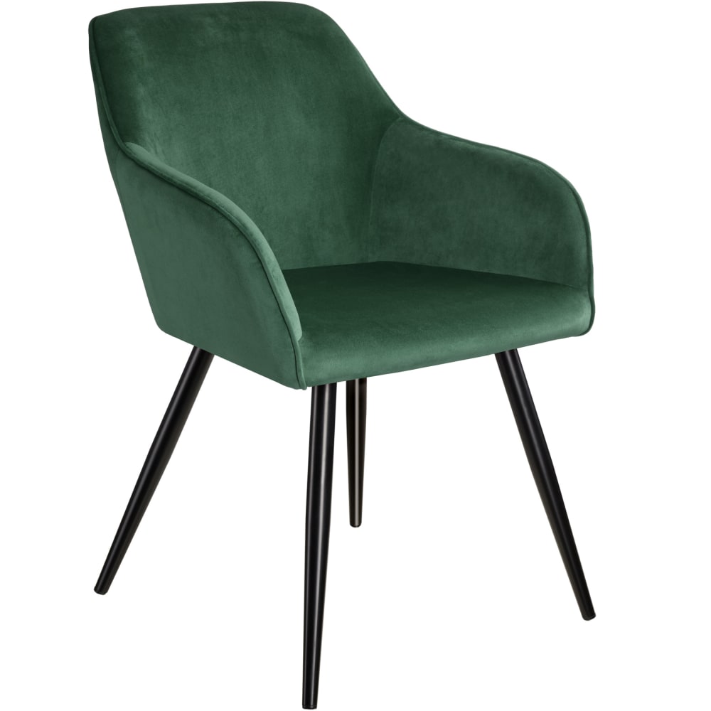 Chaise Rembourrée aspect velours Dossier ergonomique vert foncé/noir