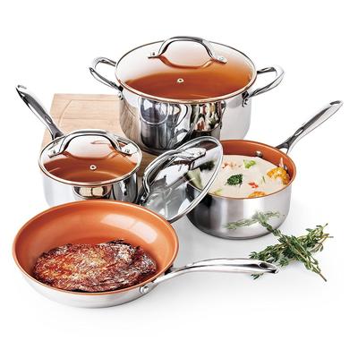 Culinary Edge CE2378 7 Piece Stainless Steel Cookware Set with Ceramic Titanium Copper Non Stick