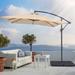 AOOLIMICS 8.2ft Offset Hanging Patio Umbrella w/Base,Steel Ribs