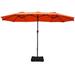 15 Foot Extra Large Patio Double Sided Umbrella with Crank and Base - 15' x 8' (W x H)