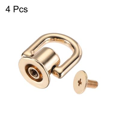 12x10mm Ball Post Head Button Studs with D Ring for DIY Light Gold 4pcs - Light Gold