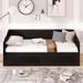 Contemporary Style Wooden Daybed with Trundle Bed and Two Storage Drawers , Extendable Bed Daybed,Sofa Bed with Two Drawers
