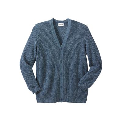 Men's Big & Tall Shaker Knit V-Neck Cardigan Sweater by KingSize in Navy Marl (Size 9XL)