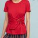 Anthropologie Tops | Anthropologie Maeve Buckle Front Short Sleeve Top | Red | Women’s Small | Color: Red | Size: S