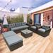 6 Piece Patio Rattan Wicker Outdoor Furniture Conversation Sofa Set