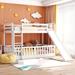 Contemporary, Elegant and Concise Solid Construction Twin Over Twin Plywood+MDF+Pinewood Bunk Bed with Slide and Ladder