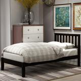 Modern Simple Twin Size Solid Pine Wood Platfrom Bed with Vertical Slats Headboard