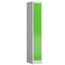 ClassiX Schließfachschrank, 1 Abteil, 5 Fächer, 1800 x 310 x 500 mm, lichtgrau/gelbgrün Image
