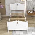 QYUF Twin Size Wood Platform Bed w/ Headboard Wood in White | 43 H x 42 W x 80 D in | Wayfair QYU220309ATQBXCE-White