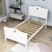 Red Barrel Studio® Twin Size Wood Platform Bed w/ Headboard & Footboard Wood in White | 43 H x 42 W x 80 D in | Wayfair