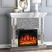 Mercer41 43" W Crushed Diamonds Mirrored Electric Fireplace & Heater w/ LED Flame in Gray | 38.98 H x 43.31 W x 12.6 D in | Wayfair