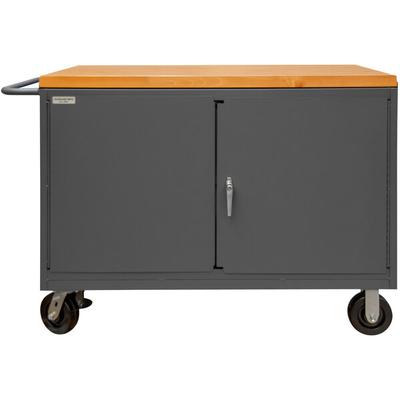 Durham Mfg 24" x 48" 2 Door 2 Drawer Mobile Maple Top Workstation with Floor Lock 3415-MT-FL-95