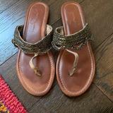 Jessica Simpson Shoes | Jessica’s Simpson Bedazzled Sandals! Barely Worn! | Color: Brown/Silver | Size: 8.5