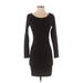 H&M Casual Dress - Mini Crew Neck Long Sleeve: Black Solid Dresses - Women's Size X-Small