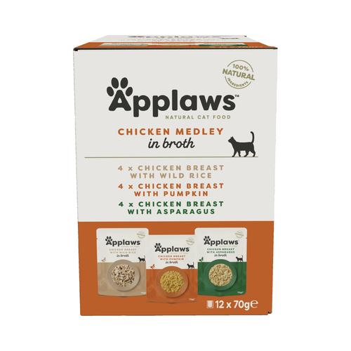 24x70g Chicken Selection Pouches Mixed Pack Applaws Wet Cat food