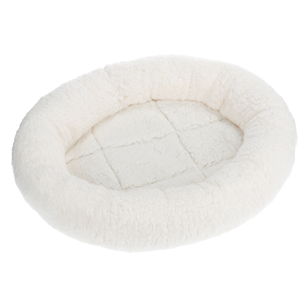 Wool White 50x42x7.5cm Fluffy 2-in-1 Cuddle Bed Cat Beds & Baskets