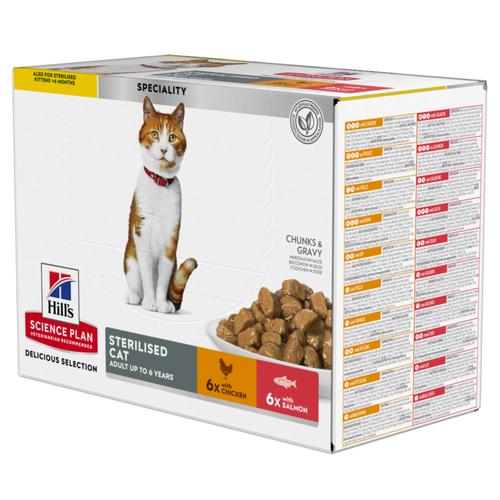 48x85g Chicken & Salmon Sterilised Hills Science Plan Wet Cat Food