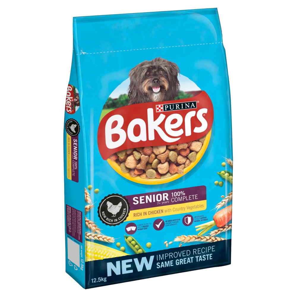 2x12.5kg Senior Chicken Bakers Dry Dog Food