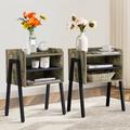 Trent Austin Design® Kempst 23.6" Tall Stackable Steel Nightstand Set Wood/Metal in Gray | 23.6 H x 18.3 W x 11.8 D in | Wayfair