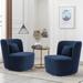 Swivel Chair - Latitude Run® 26.3" Wide Faux Shearling Fabric Barrel Swivel Chair in Blue/Brown | 28.34 H x 26.65 W x 29.25 D in | Wayfair