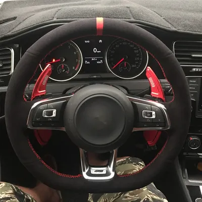 Hand-Stitched Carbon fiber Black Suede Car Steering Wheel Cover For Volkswagen Golf 7 GTI Golf R MK7 Polo Scirocco 2015 2016