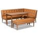 Arvid Tan Faux Leather and Walnut Finished Wood 4-PC Dining Nook Set