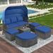 Leisure Zone 6 Piece Outdoor Daybed Sunbed Set with Retractable Canopy and Lift Top Coffee Table