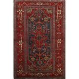 Antique Vegetable Dye Heriz Serapi Persian Area Rug Wool Handmade - 4'6" x 6'1"