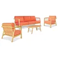 HiTeak Furniture Aalto 4-Piece Teak Deep Seating Outdoor Sofa Set - HLS-A-M