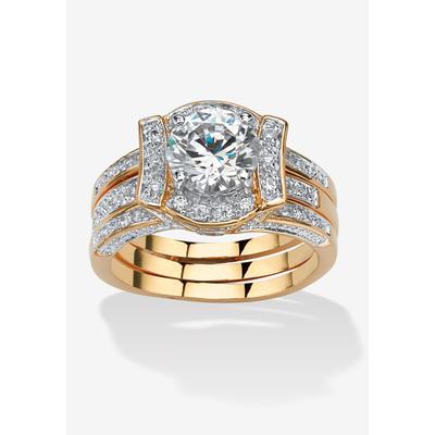 Women's Yellow Gold-Plated Cubic Zirconia Vintage-Style Jacket Bridal Set by PalmBeach Jewelry in Gold (Size 6)
