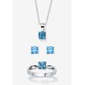 Women's 3-Piece Birthstone .925 Silver Necklace, Earring And Ring Set 18" by PalmBeach Jewelry in March (Size 4)