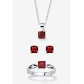 Women's 3-Piece Birthstone .925 Silver Necklace, Earring And Ring Set 18" by PalmBeach Jewelry in January (Size 6)