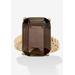 Women's Yellow Gold-Plated Genuine Smoky Quartz Ring by PalmBeach Jewelry in Gold (Size 9)