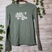 American Eagle Outfitters Tops | American Eagle Outfitters Long Sleeve Green Top Shirt White Aeo | Color: Green/White | Size: S