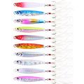 L-MEIQUN, 10pcs Metal Jig Lure Weights 7g - 40g Trolling Sea Long Shore Casting Jigging Lures Jigs Spoon Saltwater Fishing Lure Set (Color : B-1 hook-10pcs, Size : 40g)