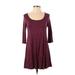 Charlotte Russe Casual Dress - A-Line: Burgundy Print Dresses - Women's Size Small