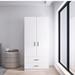 Latitude Run® Malva Freestanding Wardrobe Cabinet Matte White w/ Outside 2-drawer Wood in Brown | 78.74 H x 35.43 W x 23.62 D in | Wayfair