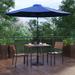 Red Barrel Studio® Abi-Louise Faux Teak Patio Table, 2 Chairs & 9FT Patio Umbrella w/ Base Plastic in Black/Brown | 35.25 W x 35.25 D in | Wayfair